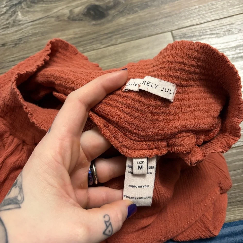 Y2K Tiered Ruffle Mini Skirt Skort (Burnt Orange) Size M